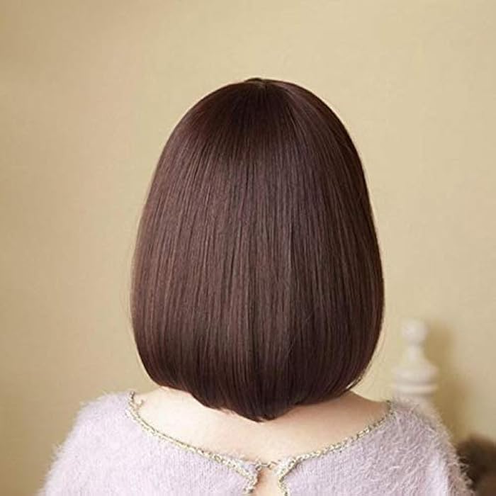 DILLARDS Fashion Trend Short Straight Hair Wig Oblique Bangs For Women Brownyuturoaa60318 - Image 4